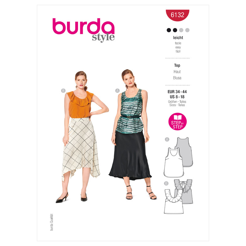 6132 BUR MISSES TOP / VEST Burda Sewing Pattern 6132