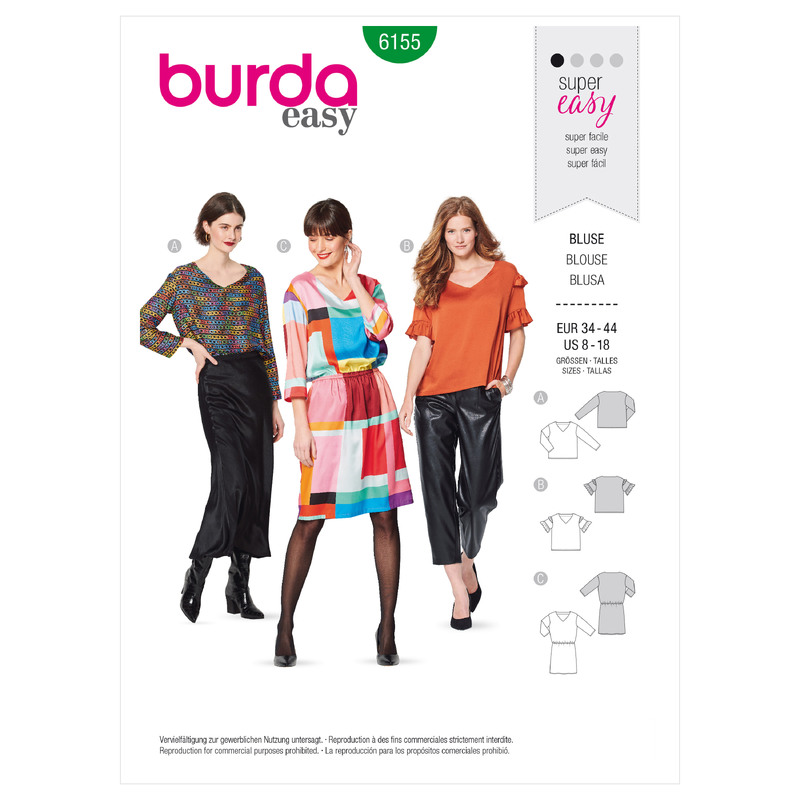 6155 BUR MISSES TOP / VEST Burda Sewing Pattern 6155