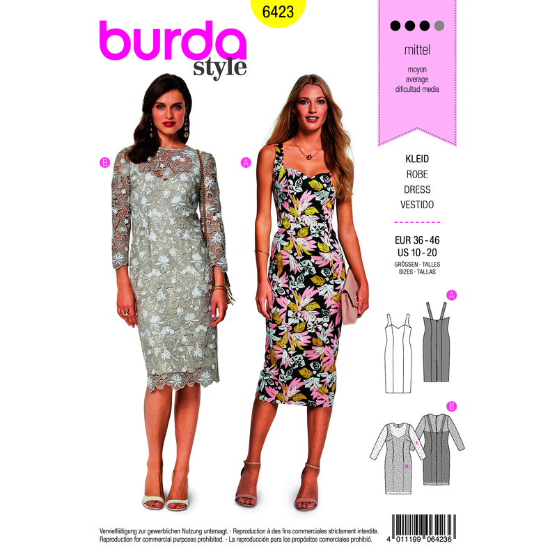 Burda Style Pattern B6423 Women's Summer Strap Dress Burda Sewing Pattern 6423