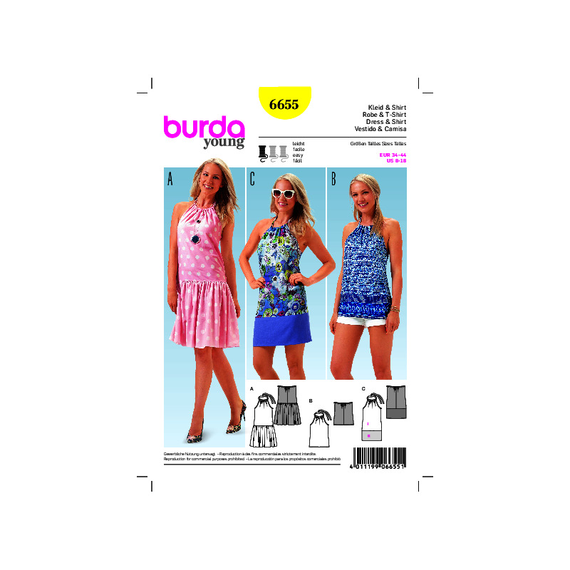 Burda B6655 Women's Dress & Shirt Sewing Pattern Burda Sewing Pattern 6655