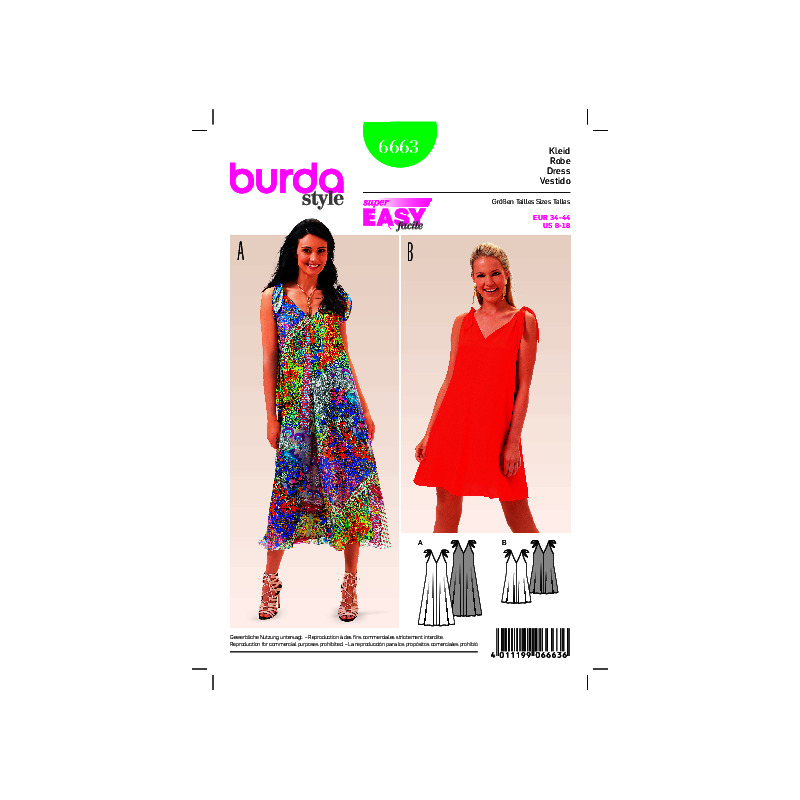 Burda B6663 Women's Dress Sewing Pattern Burda Sewing Pattern 6663