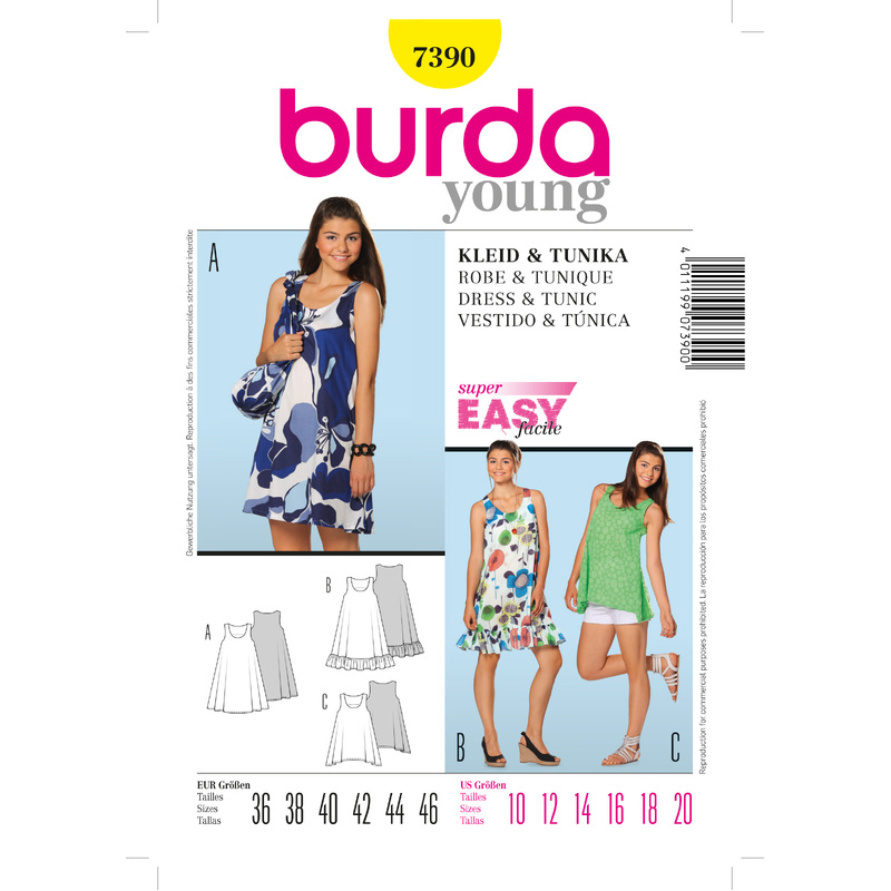 Burda Style B7390 Dress & Tunic Sewing Pattern Burda Sewing Pattern 7390