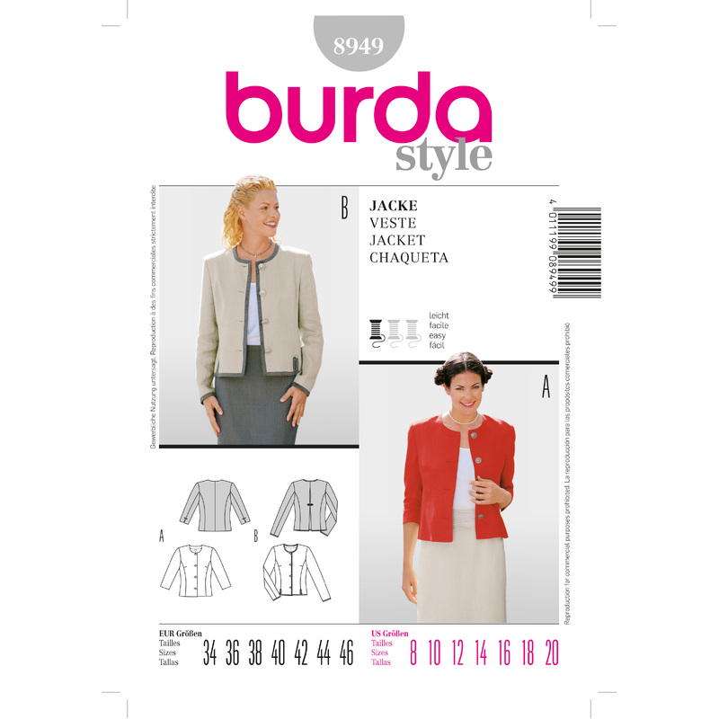 Burda B8949 Burda Style, Jacket Burda Sewing Pattern 8949