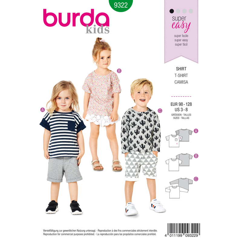 Burda Style Pattern 9322 Child's top Burda Sewing Pattern 9322