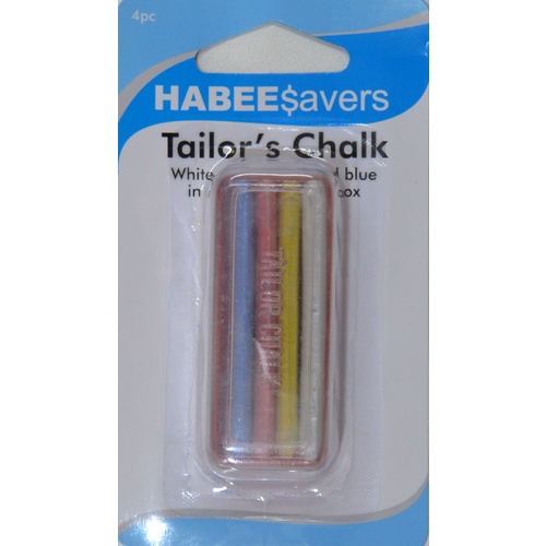 HabeeSavers Tailor's Chalk, White, Red, Yellow, Blue, 4piece in Box