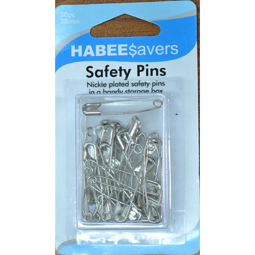 HabeeSavers Safety Pins, 38mm, 30 Piece, Nickle Plated Steel - Overstock Clearance