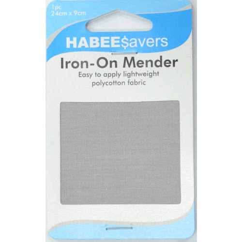 Habeesavers Iron-On Patches, LIGHT GREY, 1 Piece Light Weight, 24cm x 9cm