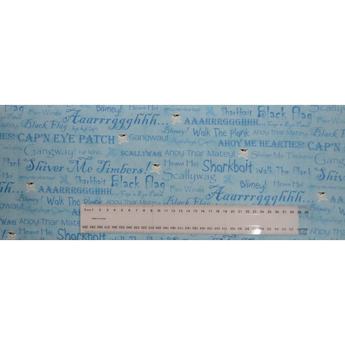 Cotton Fabric Per Metre, 110cm Wide, Shiver Me Timbers BLUE Y1058.32