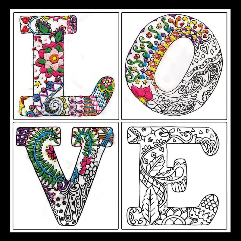 Zenbroidery LOVE 12" x 12" Design Printed on Polycotton