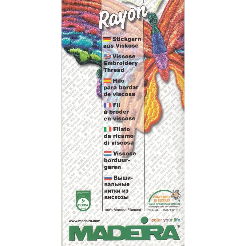 Madeira Rayon 40 Colour Card 140, Real Thread, Art No.s 9840/9841
