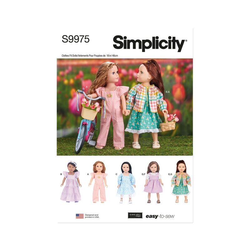 Simplicity Sewing Pattern S9975os 18″ Doll Clothes by Elaine Heigl Designs