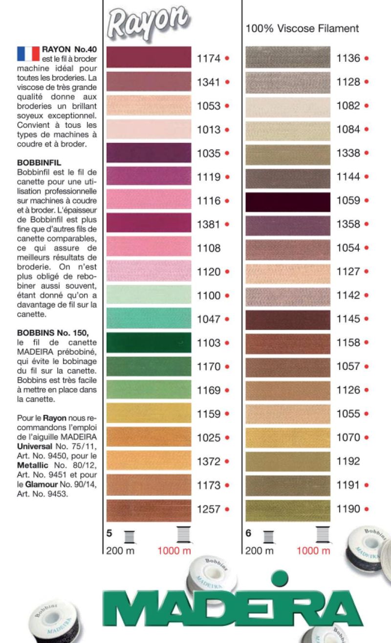 Madeira Rayon Thread Color Chart